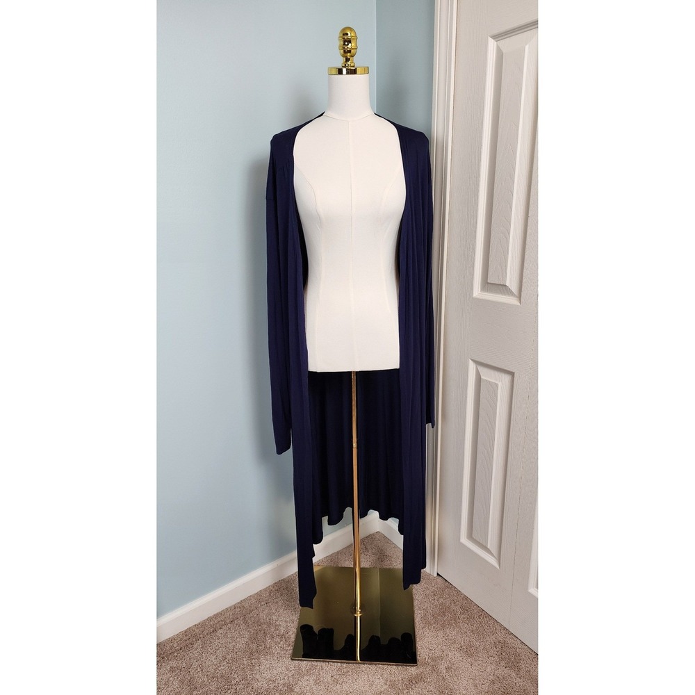 NWT BLUETIME Longline Cardigan Duster Women XXL Blue Open‎ Front Lightweight